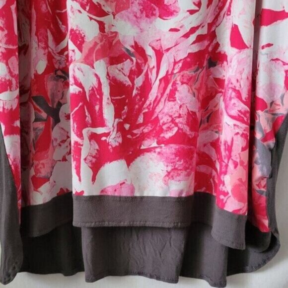 Apt. 9 2X Woman Tunic Blouse Pink Floral Gray Dolman Sleeve Hi-Low Hem stretchy - Picture 5 of 7